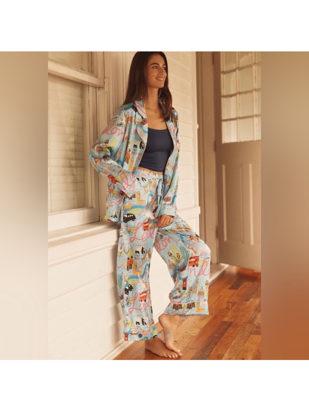 NWT Anthropologie Karen Mabon London Cities Pajama Set Size xs
